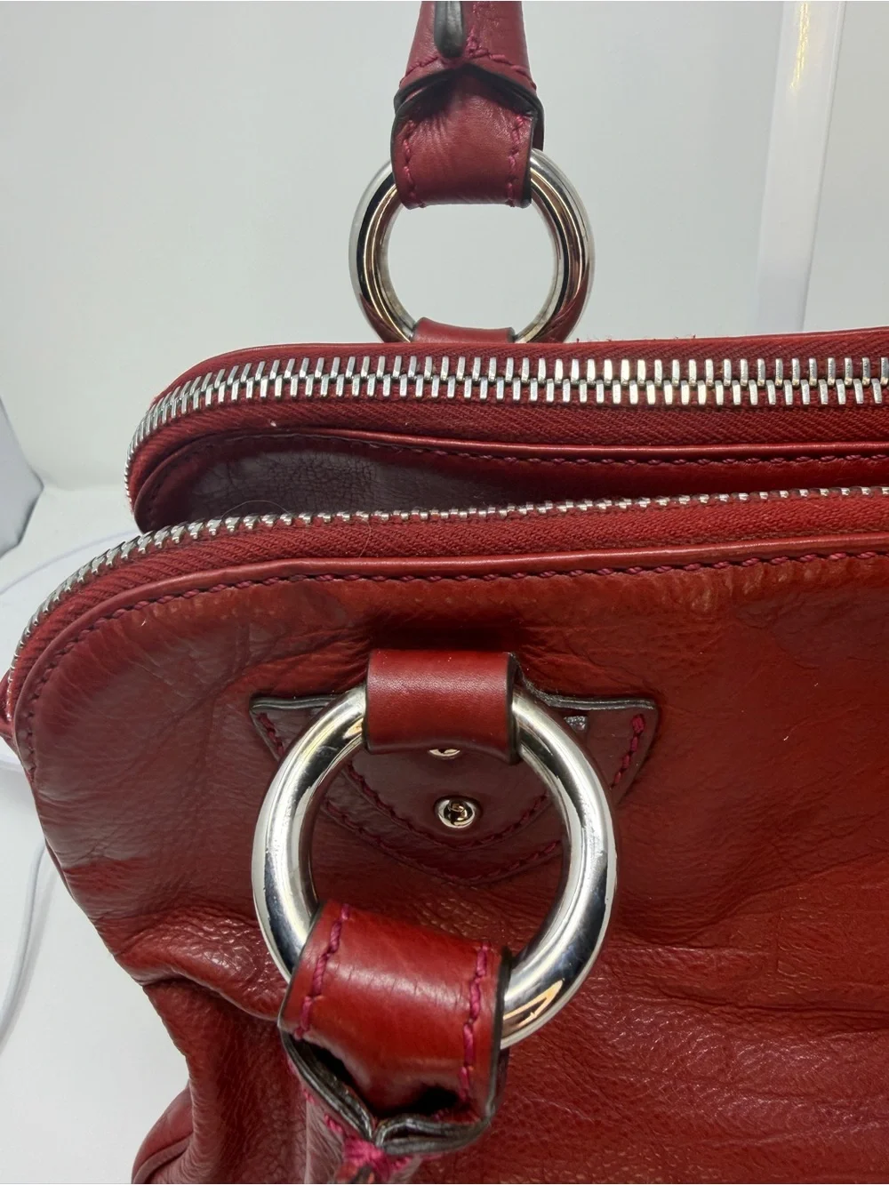 Marc Jacobs Red Calfskin Leather Blake PushLock Satchel Bag Fall 2005 collection